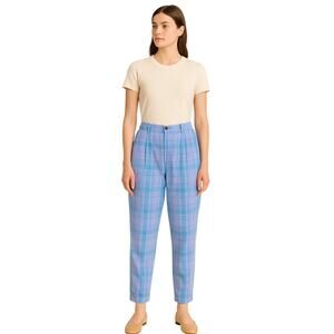 Vintage GAP 90s Blue Plaid Cotton Tapered Pants Size L